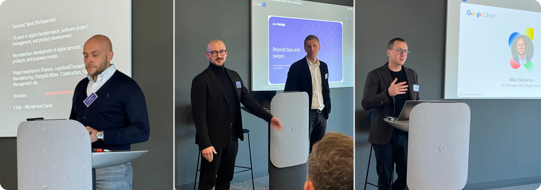 From left: Seva Shchepanskyi from Crayon, Krzysztof Polasik and Mariusz Cyranowski from Meniga, and Michal Skowron from Google